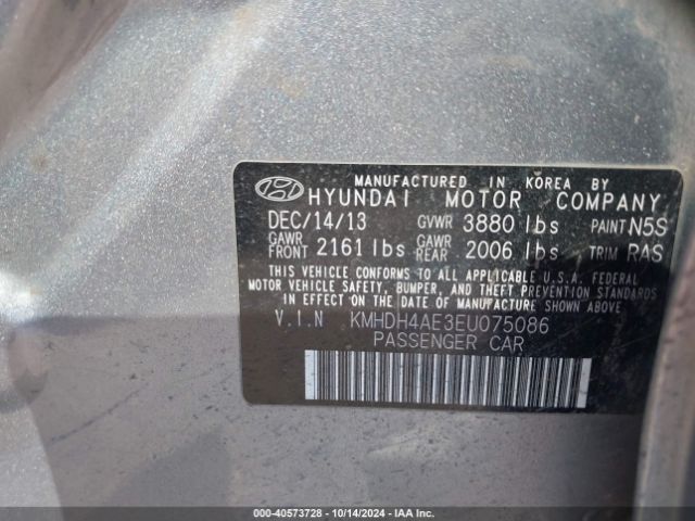 KMHDH4AE3EU075086 Hyundai Elantra Limited