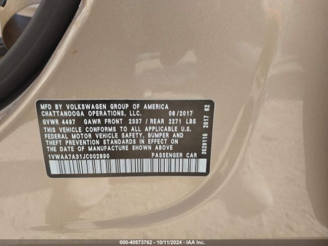 1VWAA7A31JC002890 Volkswagen Passat 2.0t R-line/2.0t S