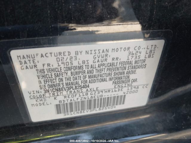 3N1CN8EV3PL825404 Nissan Versa 1.6 Sv Xtronic Cvt