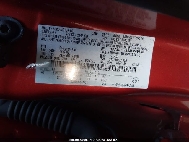 1FADP3J23JL249896 Ford Focus Titanium