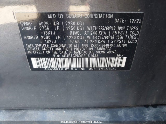 Subaru Outback Touring Xt 2023 4S4BTGPDXP3161638 Image 9