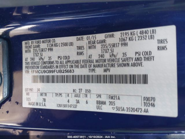 1FMCU9G99FUB25683 Ford ESCAPE SE