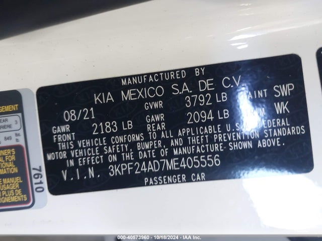 KIA Forte Lxs 2021 3KPF24AD7ME405556 Image 9