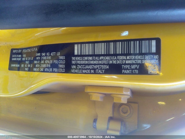 ZACCJAAB7HPE75554 Jeep Renegade Sport Fwd