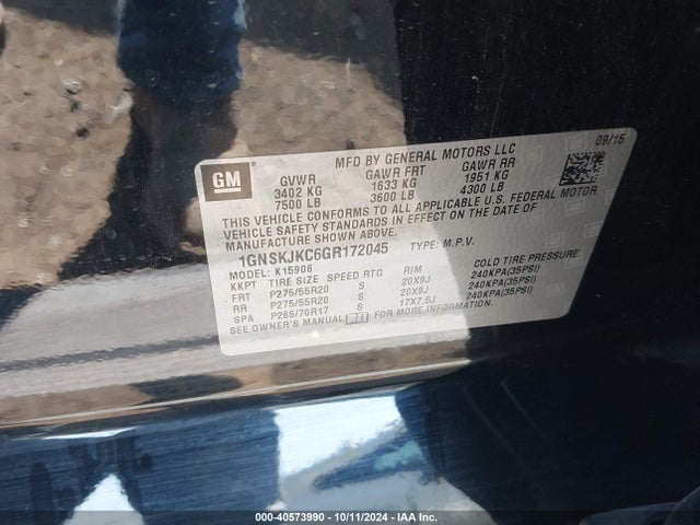 Chevrolet Suburban Ltz 2016 1GNSKJKC6GR172045 Image 9