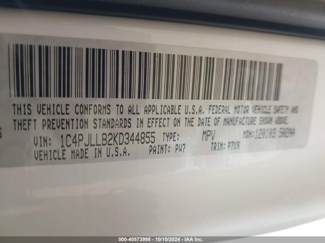 1C4PJLLB2KD344855 Jeep Cherokee Latitude Plus Fwd