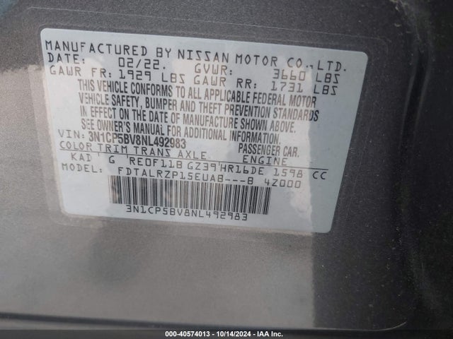 Nissan Kicks S Xtronic Cvt 2022 3N1CP5BV8NL492983 Image 9