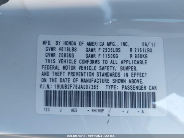 19UUB2F76JA007365 Acura Tlx Advance Pkg