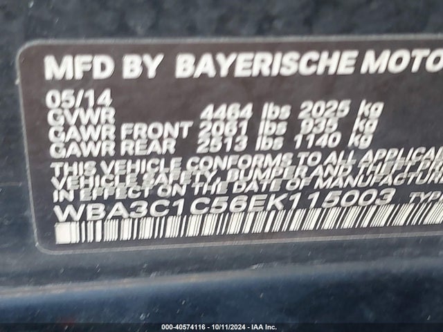 BMW 328I 2014 WBA3C1C56EK115003 Image 9