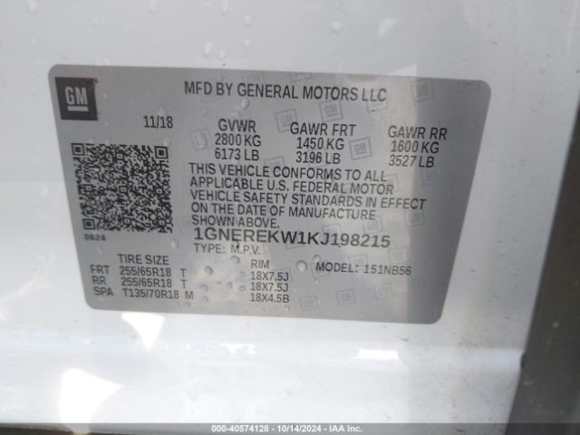 1GNEREKW1KJ198215 Chevrolet TRAVERSE L