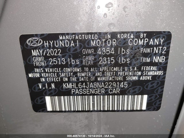 Hyundai SONATA SEL 2022 KMHL64JA8NA229145 Image 9