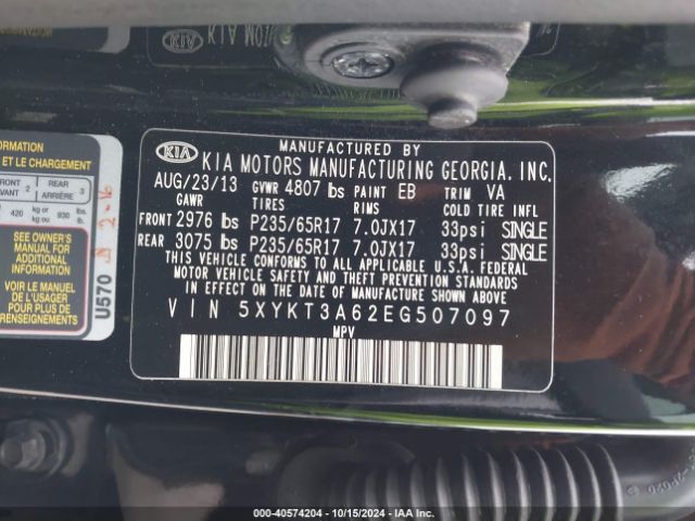 5XYKT3A62EG507097 KIA SORENTO LX