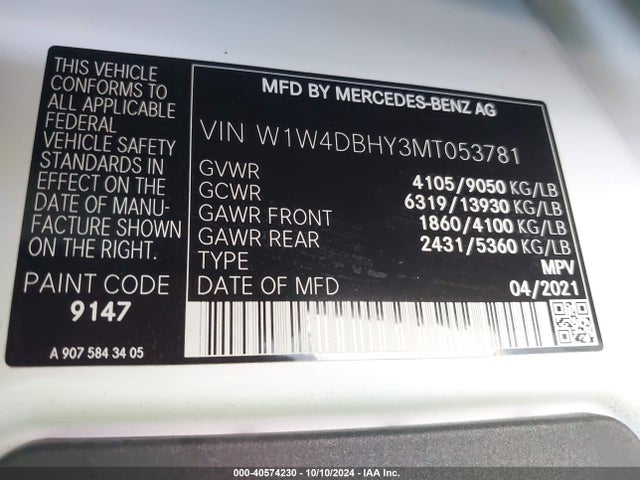 W1W4DBHY3MT053781 Mercedes-Benz Sprinter 2500 Standard Roof I4 Diesel