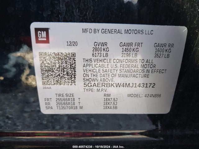 5GAERBKW4MJ143172 Buick Enclave Fwd Essence