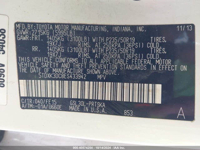Toyota Sienna Se 8 Passenger 2014 5TDXK3DC8ES433942 Image 9