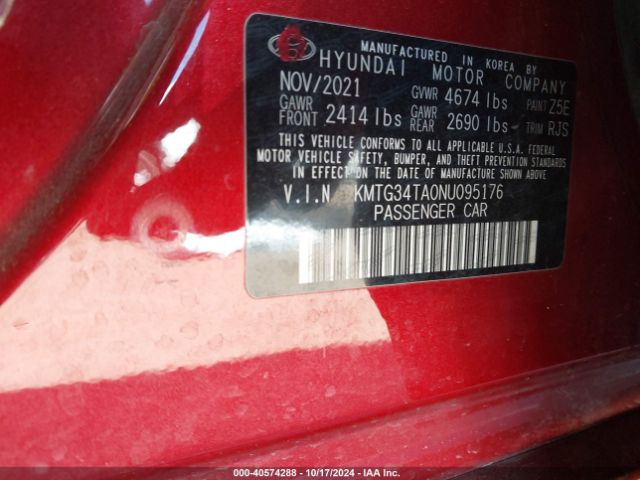 KMTG34TA0NU095176 Genesis G70 2.0t Rwd