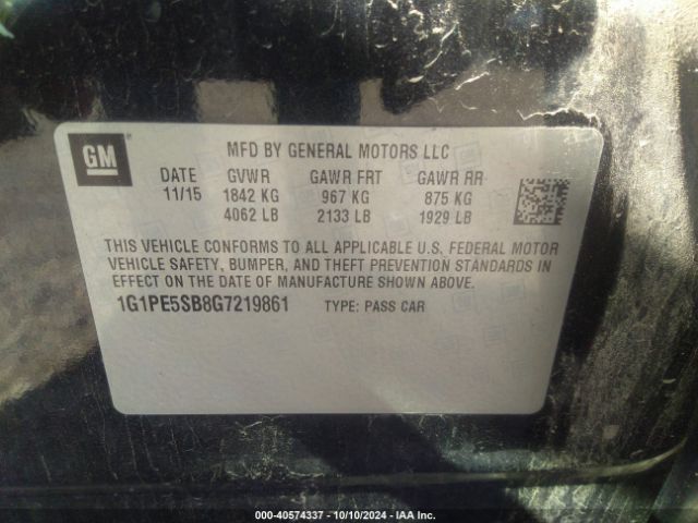 1G1PE5SB8G7219861 Chevrolet Cruze Limited 1lt Auto