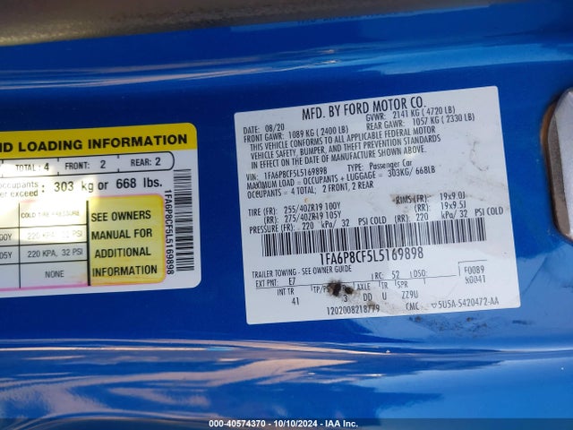 Ford Mustang Gt Premium 2020 1FA6P8CF5L5169898 Image 9