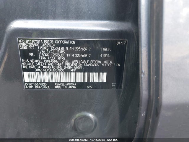 Toyota RAV4 LE 2017 JTMZFREV5HJ707860 Image 9