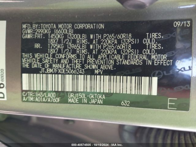 JTJBM7FX0E5066243 Lexus 460