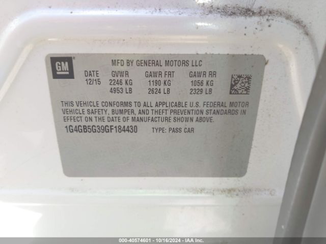 1G4GB5G39GF184430 Buick Lacrosse Leather