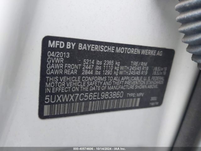 5UXWX7C56EL983860 BMW X3 Xdrive35i