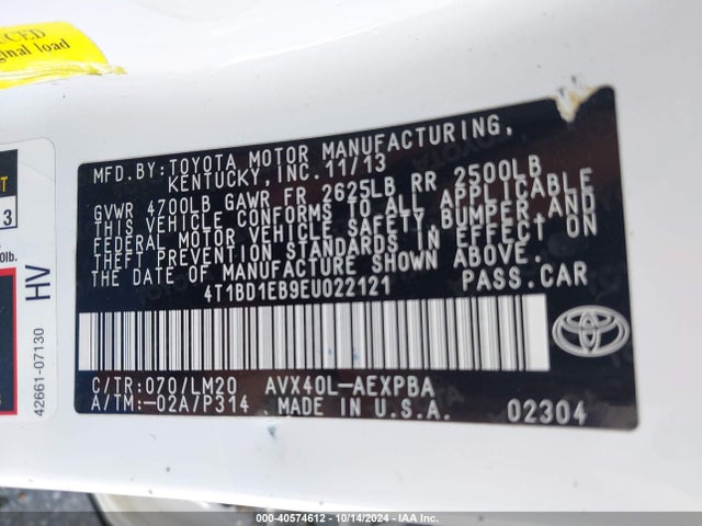 Toyota Avalon Hybrid Limited 2014 4T1BD1EB9EU022121 Image 9