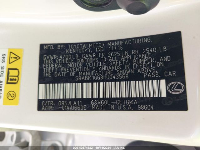 58ABK1GG8HU043568 Lexus ES 350