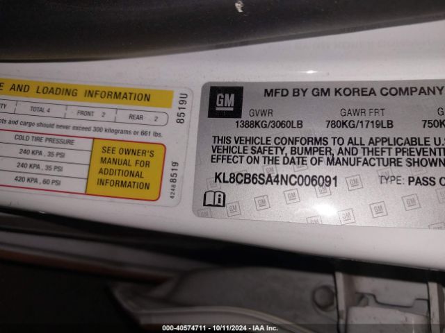 KL8CB6SA4NC006091 Chevrolet Spark Fwd Ls Automatic