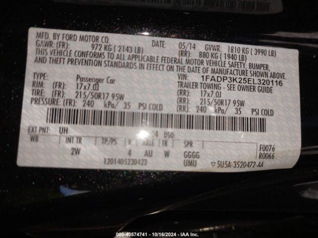 1FADP3K25EL320116 Ford FOCUS SE