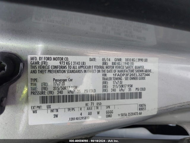 Ford FOCUS SE 2014 1FADP3F26EL327344 Image 9