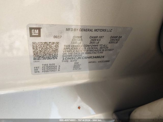 1GNSCJKC6HR348624 Chevrolet Suburban Premier