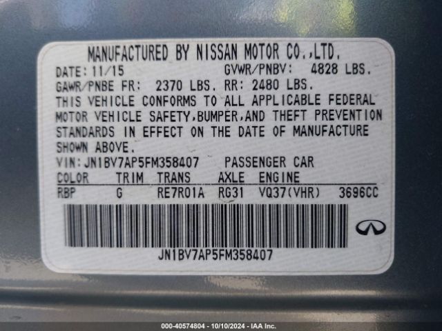 JN1BV7AP5FM358407 Infiniti Q50 SPORT