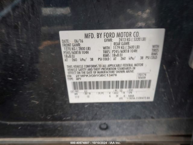 2FMPK3G91GBC13476 Ford EDGE SE
