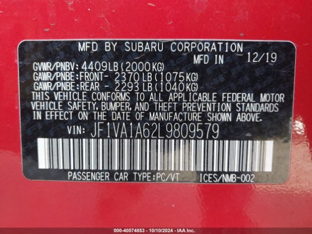 JF1VA1A62L9809579 Subaru WRX