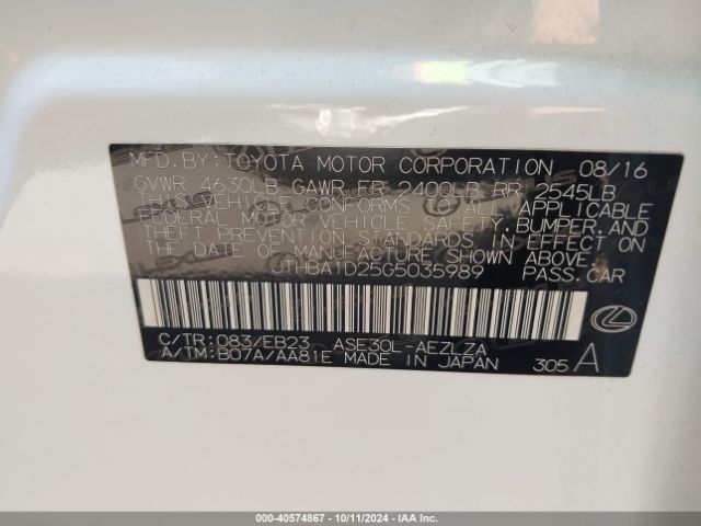 JTHBA1D25G5035989 Lexus IS 200T