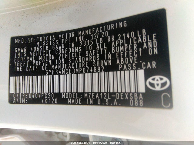 Toyota Corolla Se Nightshade Edition 2021 5YFS4MCE3MP074892 Image 9