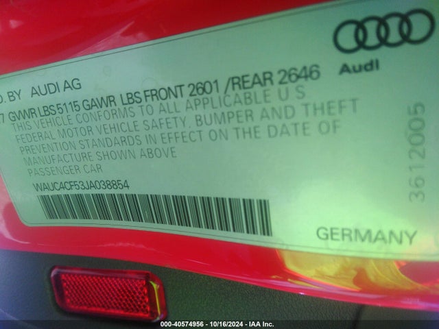 WAUC4CF53JA038854 Audi S5 3.0t Premium Plus