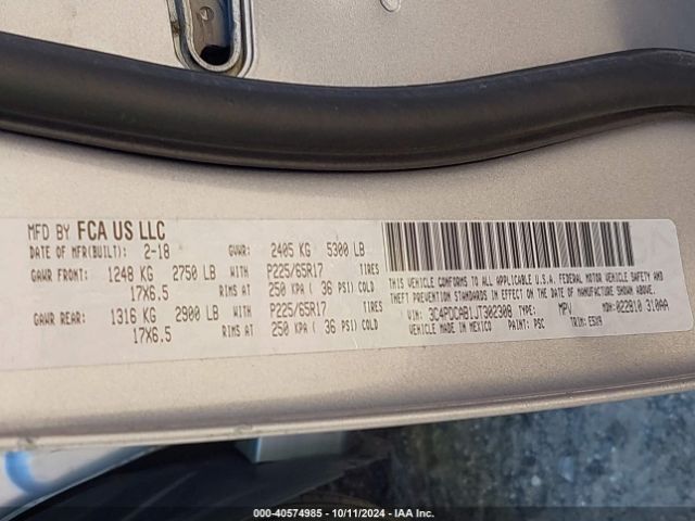 3C4PDCAB1JT302308 Dodge JOURNEY SE