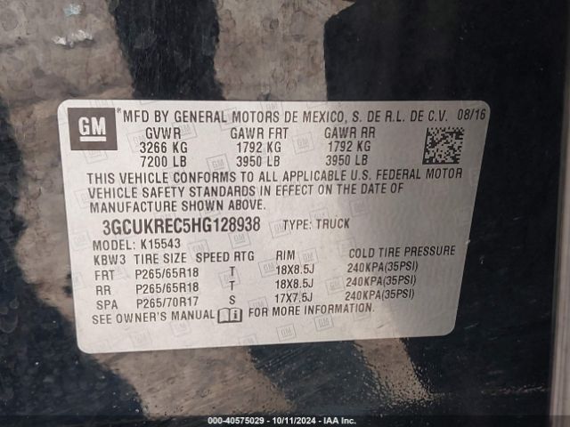 3GCUKREC5HG128938 Chevrolet Silverado 1500 2lt