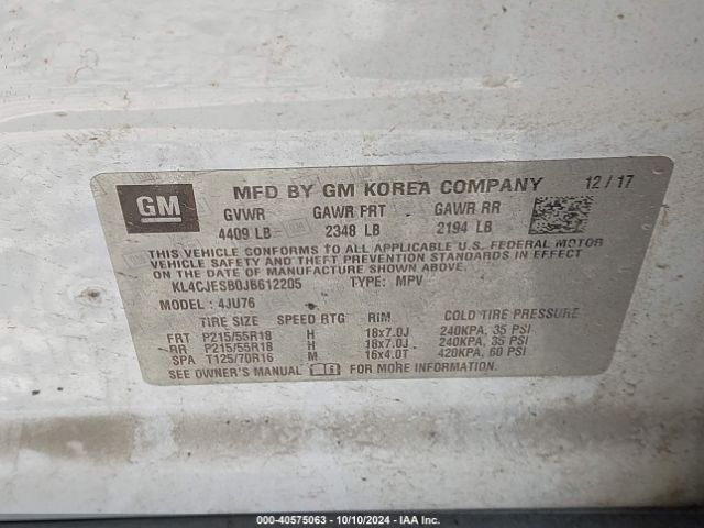 KL4CJESB0JB612205 Buick Encore Preferred