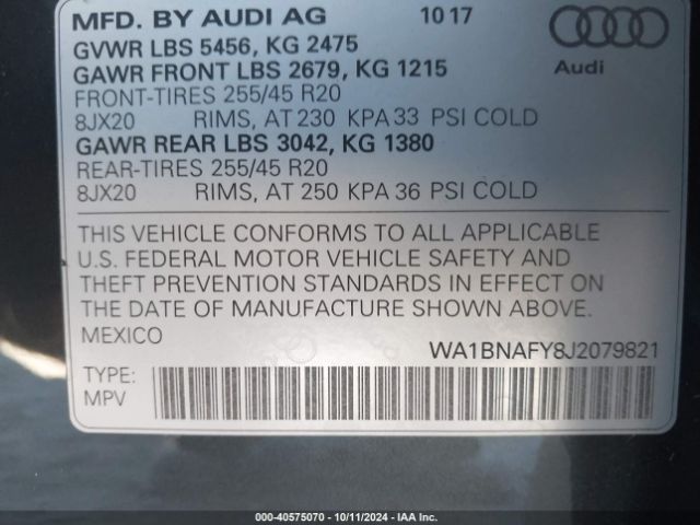 2018 AUDI Q5 WA1BNAFY8J2079821 Photo 8