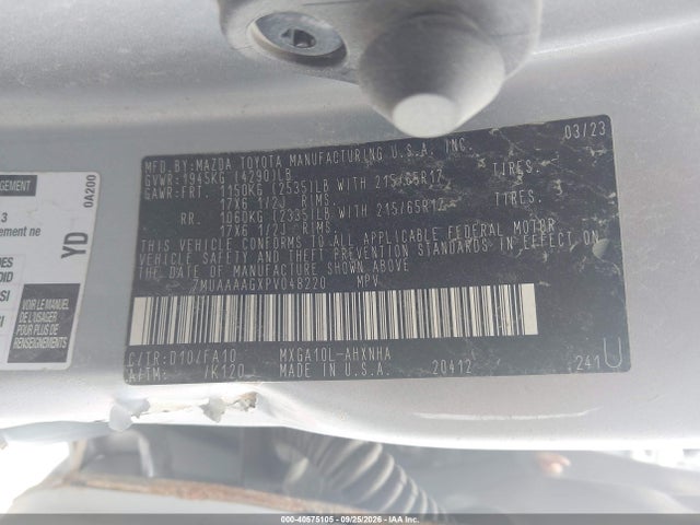 Aukcja sprzedaży 2023 Toyota Corolla Cross L, vin: 7MUAAAAGXPV048220, numer aukcji: 40575105