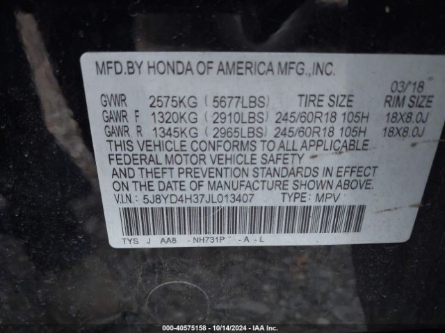 5J8YD4H37JL013407 Acura MDX