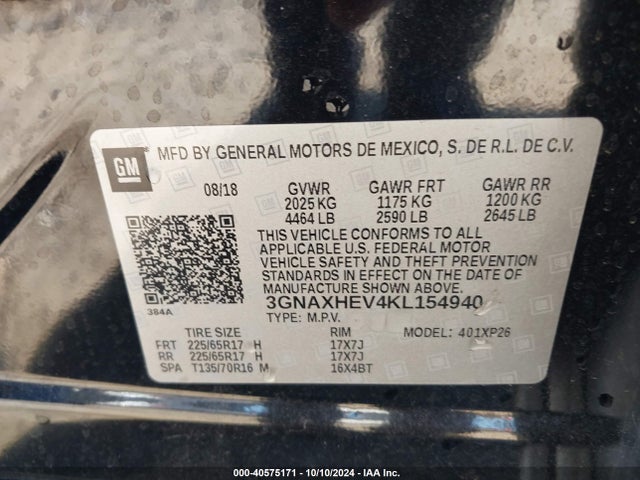 Chevrolet EQUINOX LS 2019 3GNAXHEV4KL154940 Image 9