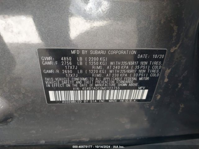 4S4BTADC0M3122755 Subaru Outback Premium