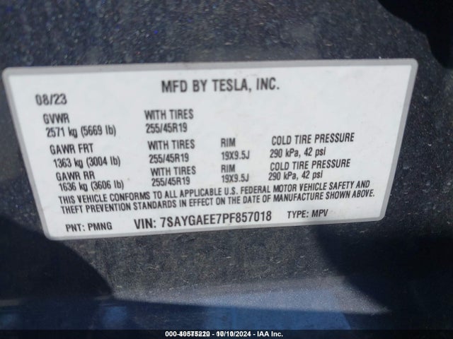 2023 TESLA MODEL Y 7SAYGAEE7PF857018 Photo 8