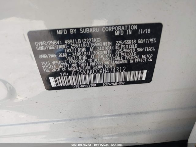 JF2SKAKC0KH474312 Subaru Forester Sport