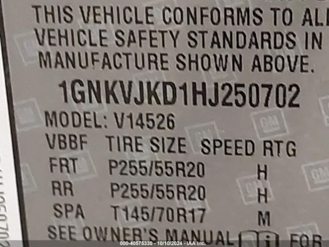 1GNKVJKD1HJ250702 Chevrolet Traverse Premier
