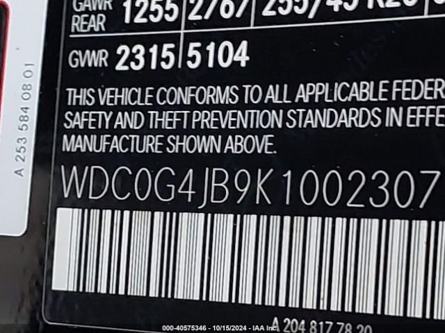 WDC0G4JB9K1002307 Mercedes-Benz GLC 300